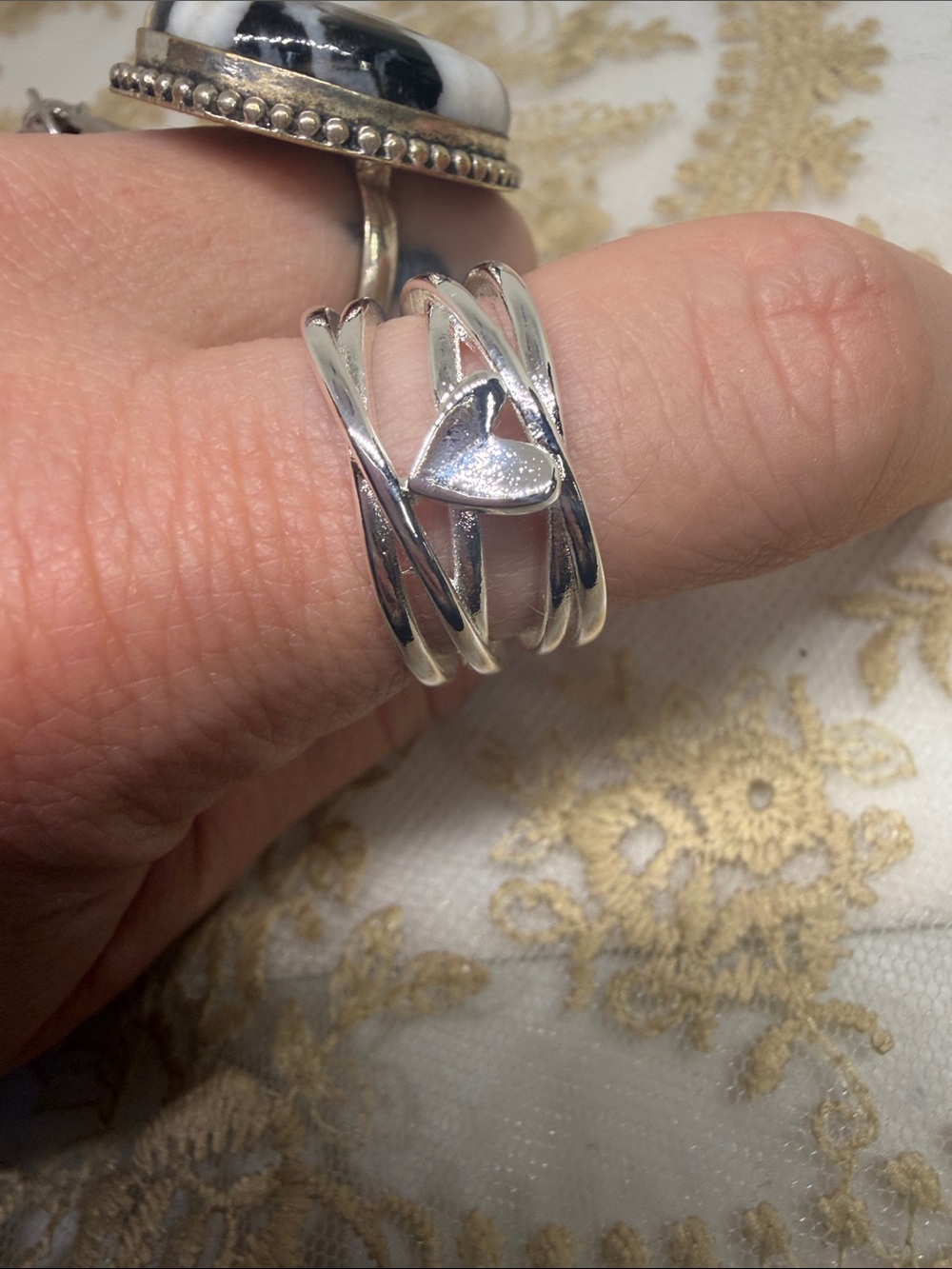 925 Sterling Silver Open Heart Swirl Ring | Modern Wide Band | Multiple Sizes